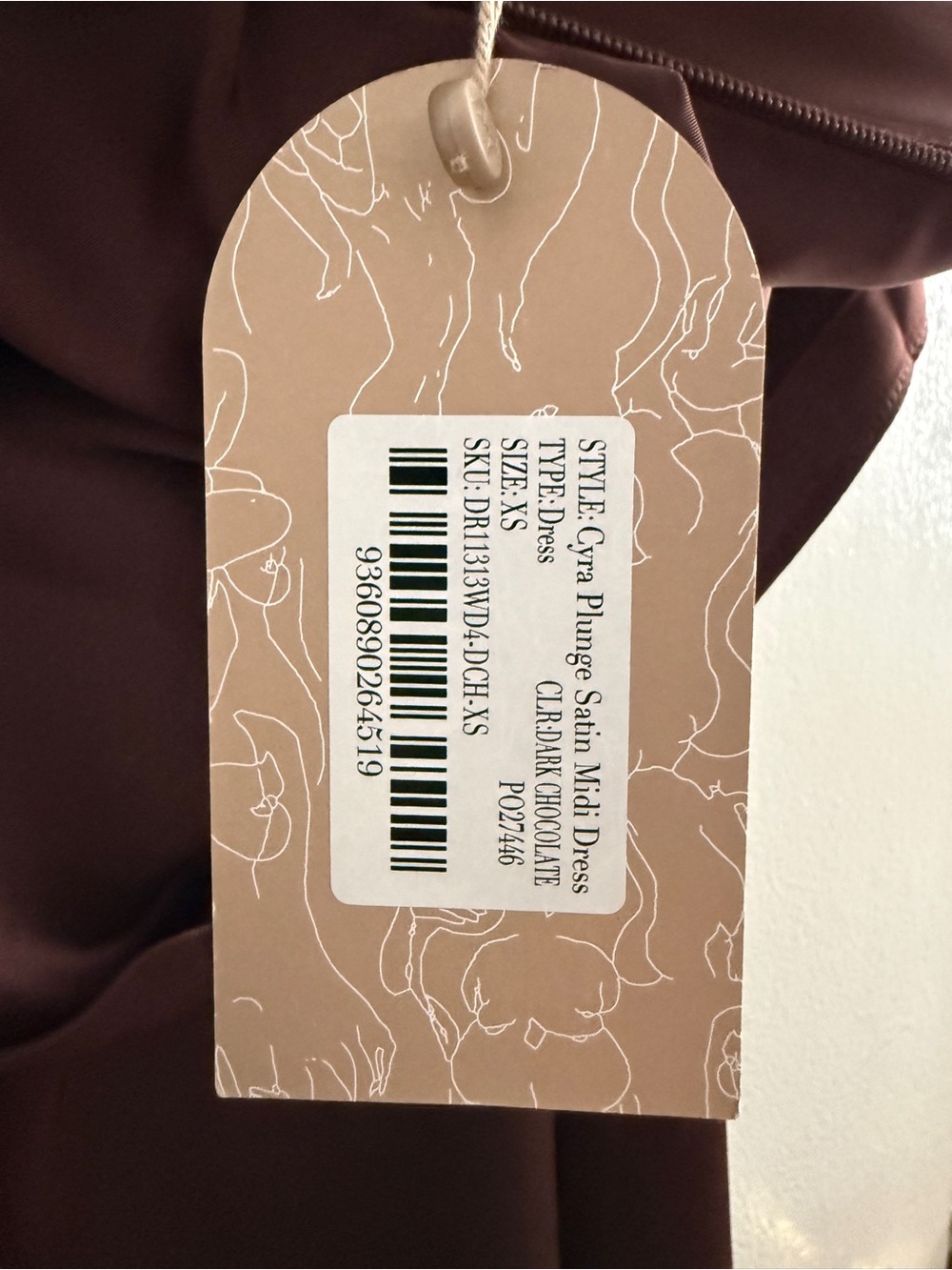 Meshki Cyra Plunge Halter Satin Midi Dress Dark Chocolate Size XS NWT - Picture 11 of 12